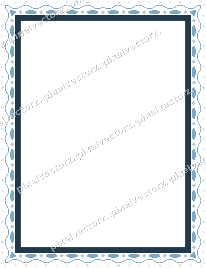Decorative picture frame border in orange and cyan with spiral scroll