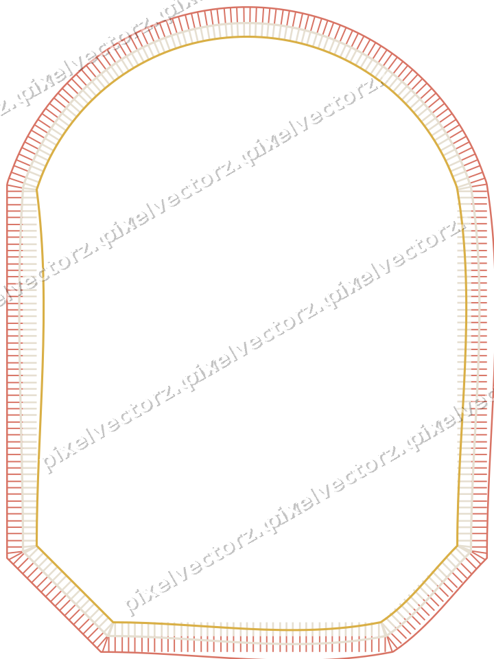Decorative line art frame in amber and green with label plaque
