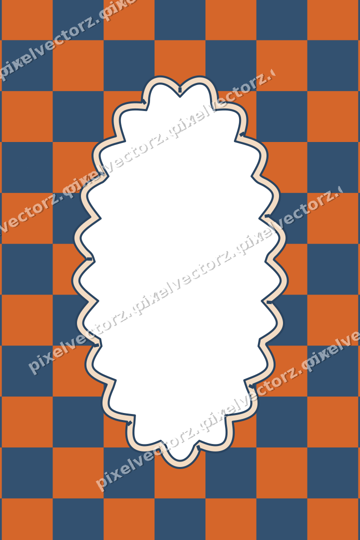 Decorative patterned mat frame in dark blue with harlequin diamonds