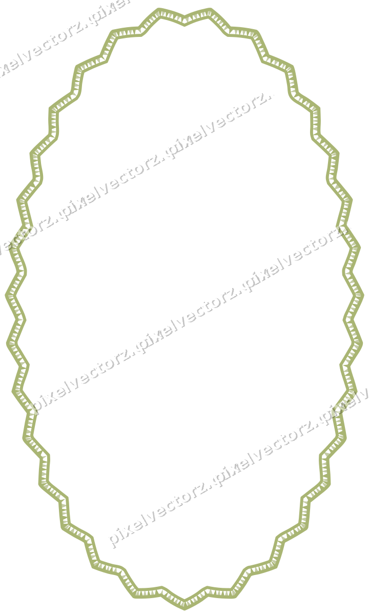 Decorative line art frame in lime and pink with oval and zigzag edge