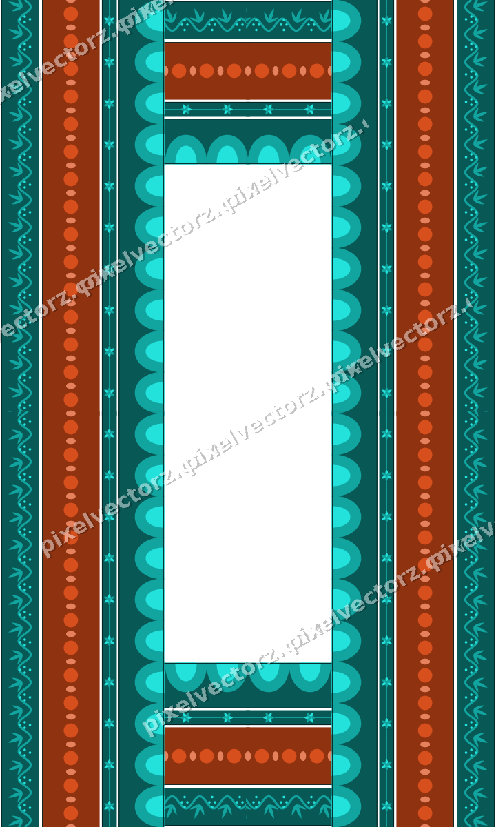 Decorative picture frame border in orange and teal with grape vine