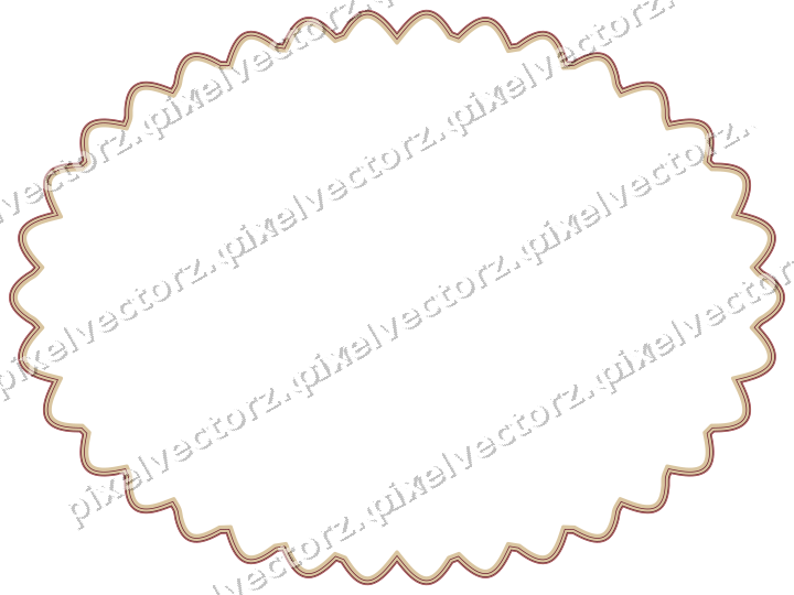 Decorative line art frame in dark pink and red with oval