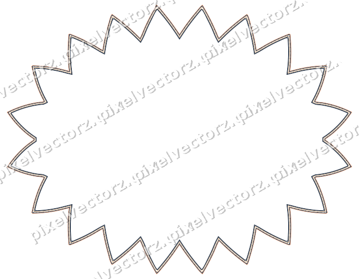Decorative line art frame in dark blue and orange with oval