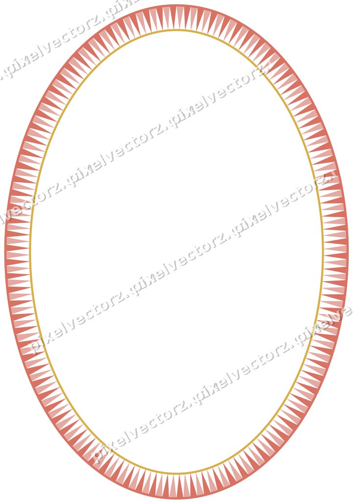 Decorative line art frame in amber and green with oval and dentil