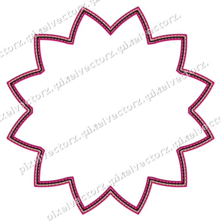 Decorative line art frame in lime and pink with oval and zigzag edge