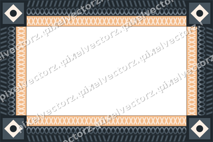 Decorative picture frame border in blue and orange with diagonal band