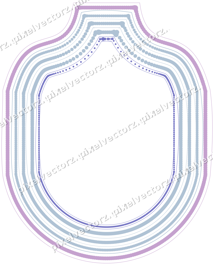 Decorative line art frame in purple and blue with label plaque