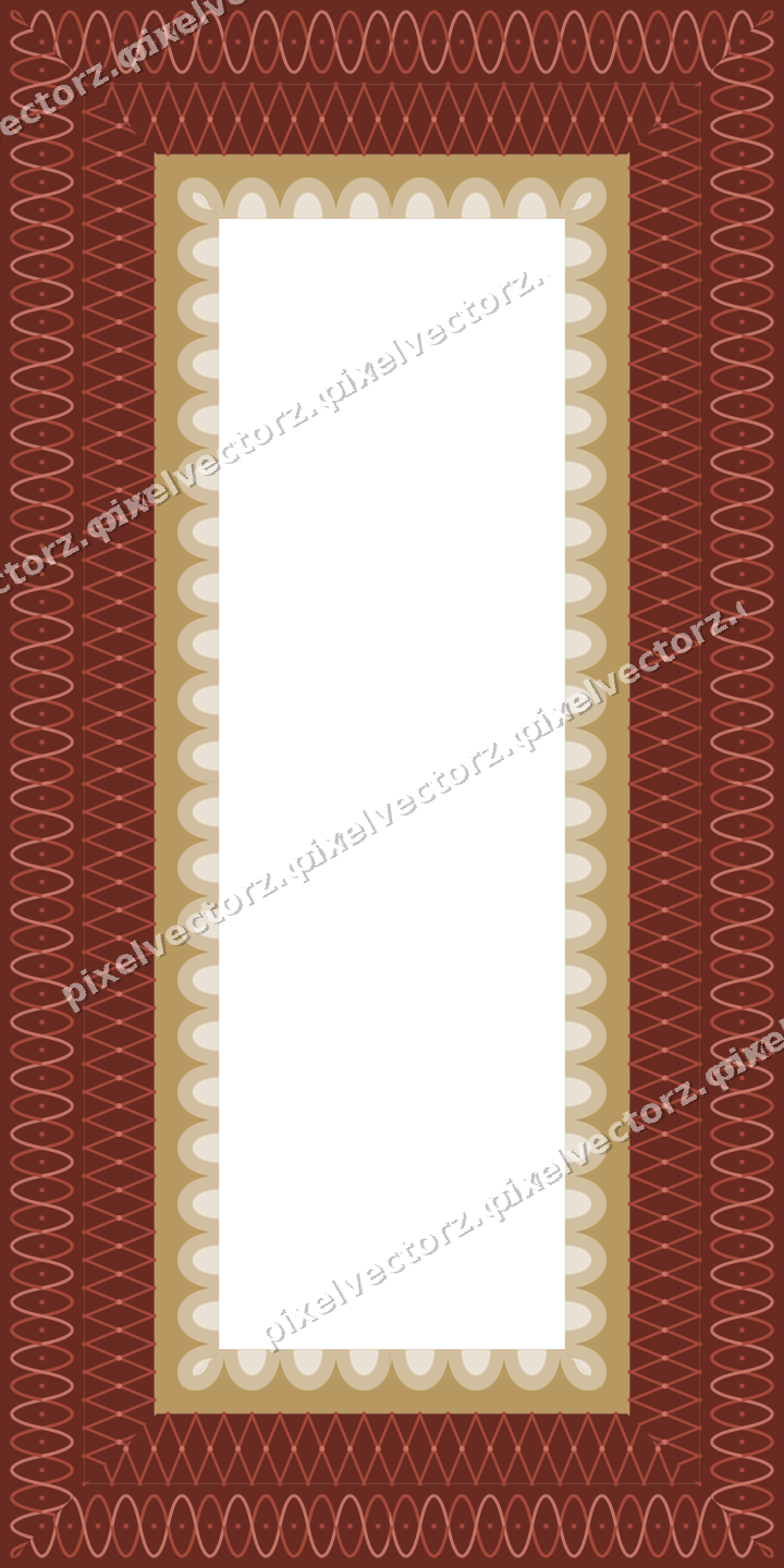 Decorative picture frame border in orange and amber with scale band