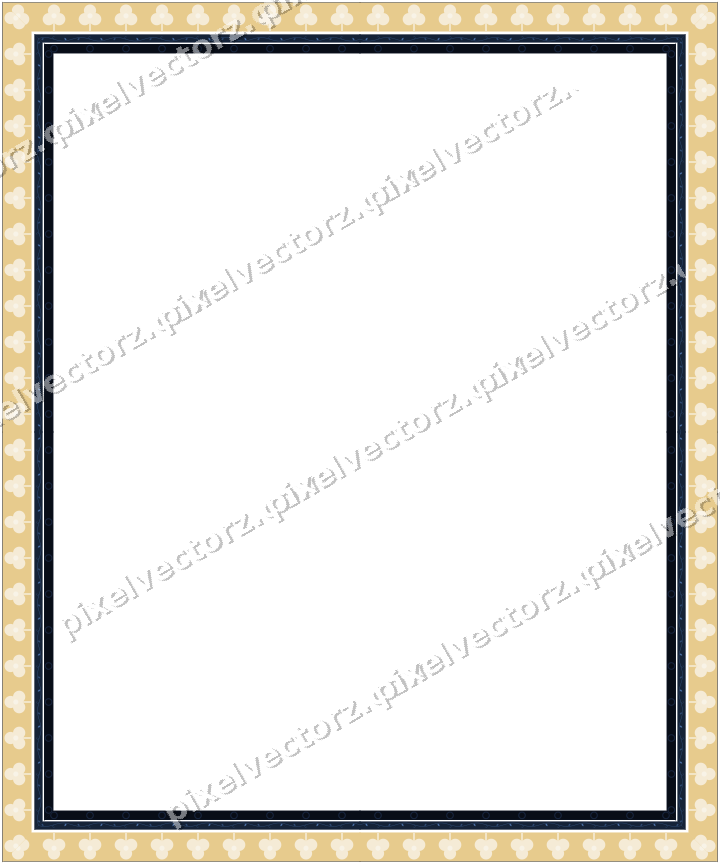 Decorative picture frame border in dark blue with trefoil band