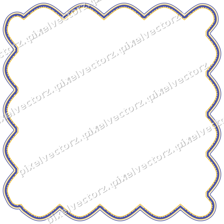 Decorative line art frame in dark blue and amber with label plaque