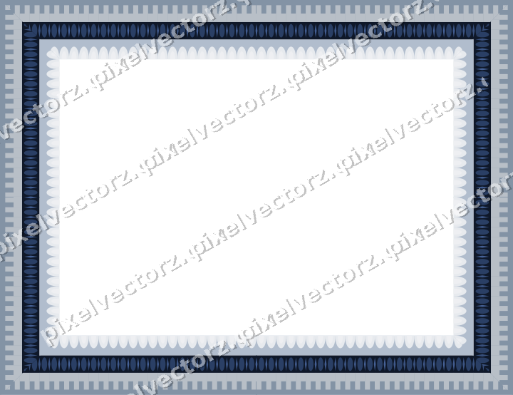Decorative picture frame border in dark blue and white with step band