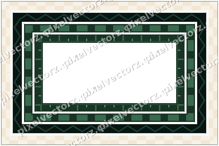 Decorative picture frame border in dark green and red with zigzag