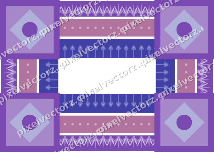 Decorative picture frame border in purple and blue with palmette