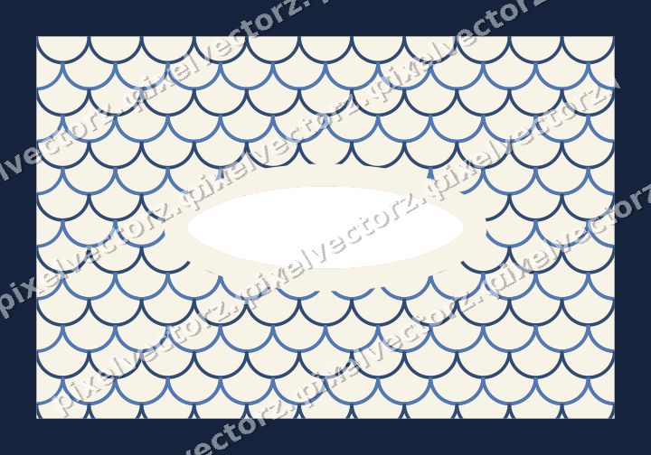 Decorative patterned mat frame in dark blue with scallop scales