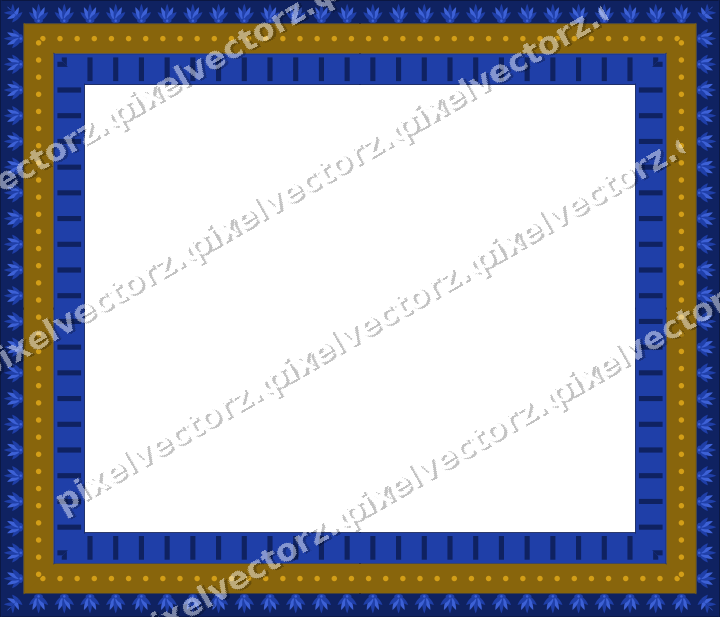 Decorative picture frame border in amber and blue with dot row