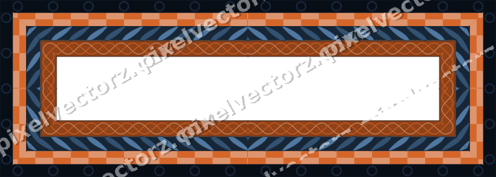 Decorative picture frame border in dark blue with ring chain