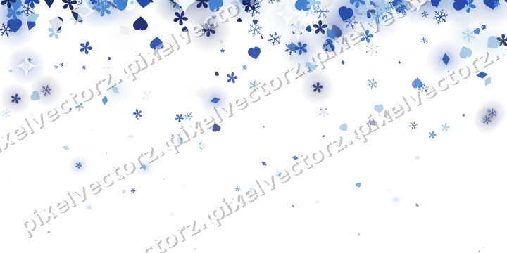 Glitzerregen aus Schneeflocken und Herzen auf transparentem Grund