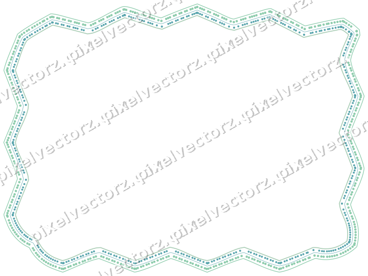 Decorative line art frame in green and teal with label plaque