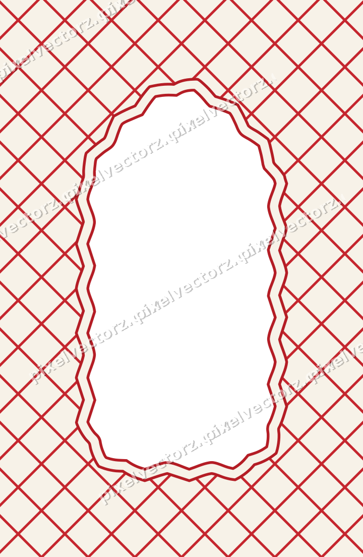 Decorative patterned mat frame in dark green and red with grid check