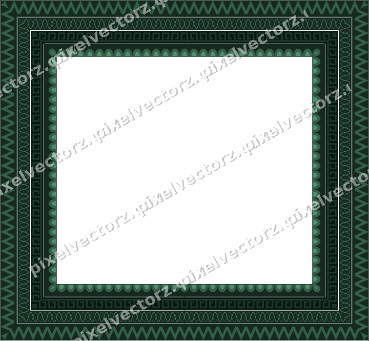 Decorative picture frame border in dark green with arabesque