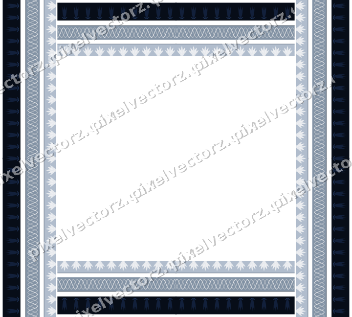 Decorative picture frame border in dark blue with tulip frieze
