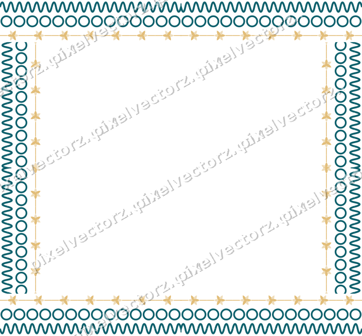 Decorative picture frame border in amber and dark teal with wave band