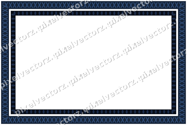 Decorative picture frame border in dark blue and amber with cross band