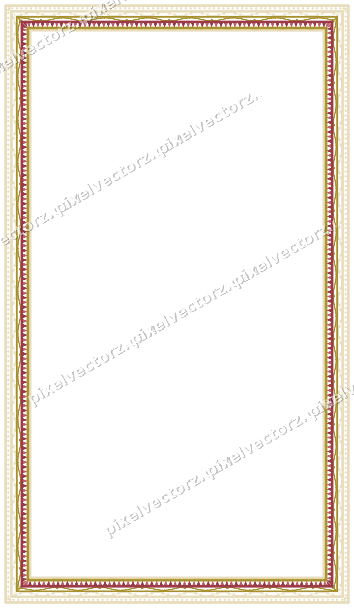 Decorative line art frame in dark pink and red with label plaque
