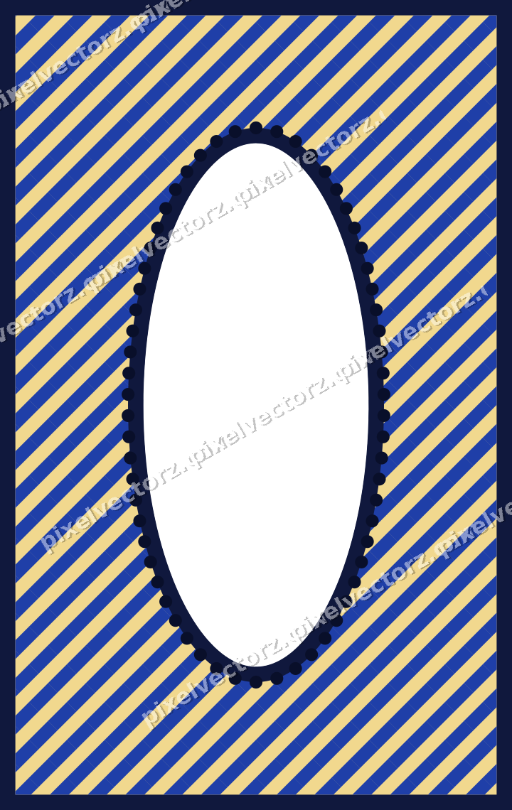 Decorative patterned mat frame in amber and blue with vertical stripes
