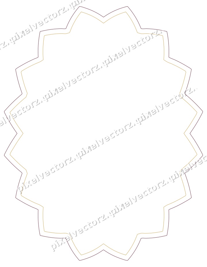 Decorative line art frame in dark pink and amber with oval