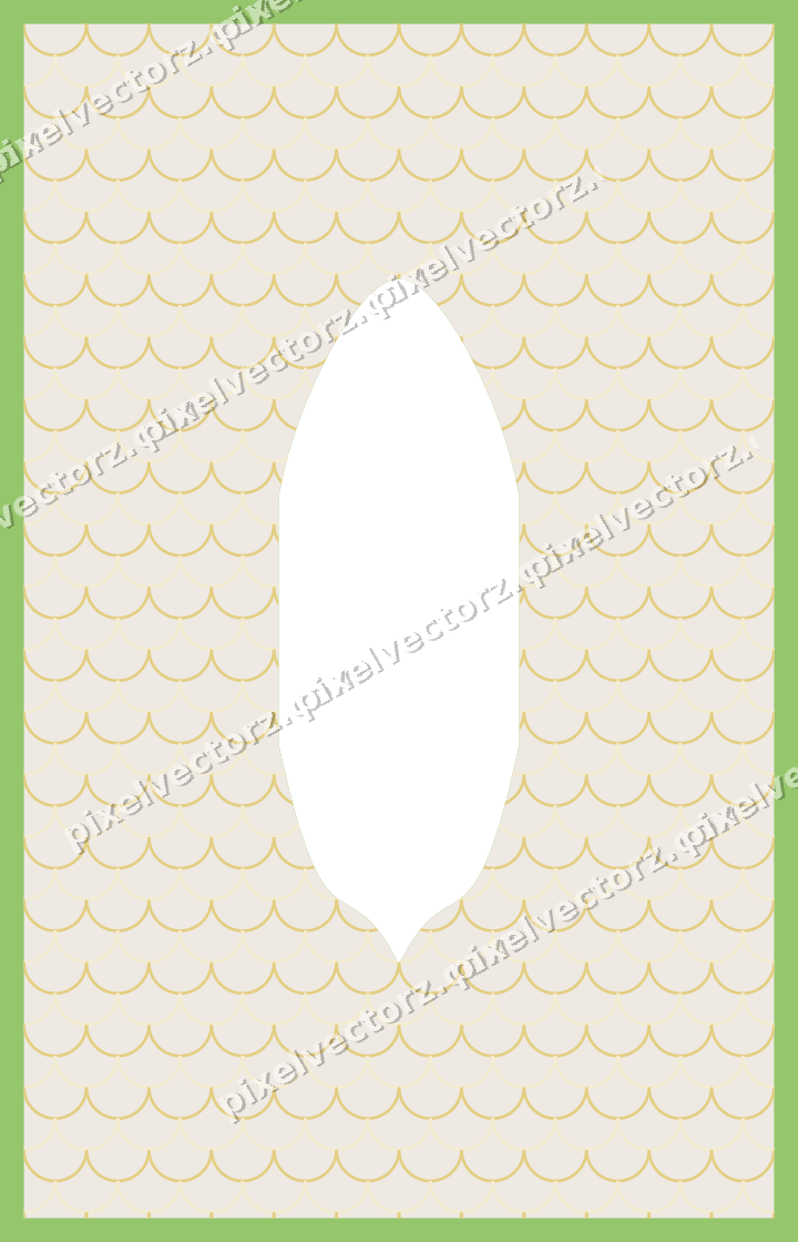 Decorative patterned mat frame in lime and yellow with scallop scales