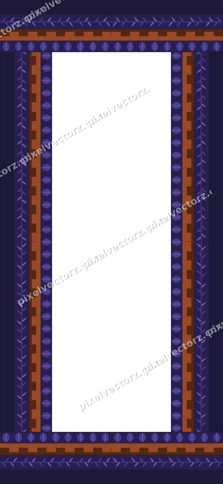 Decorative picture frame border in orange and blue with leaf moulding