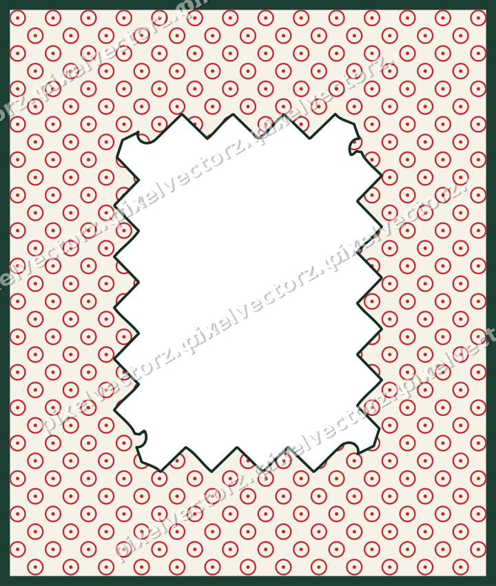 Decorative patterned mat frame in dark green and red with ring pattern