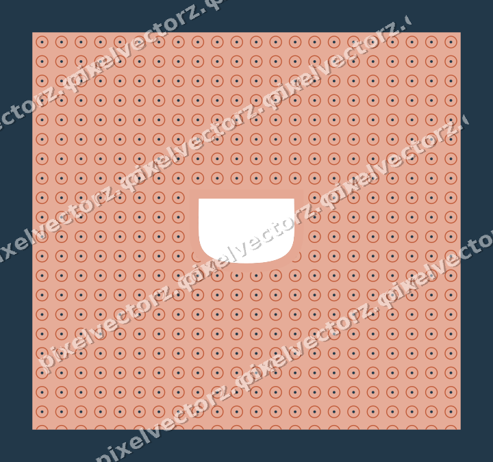 Decorative patterned mat frame in orange and cyan with ring pattern