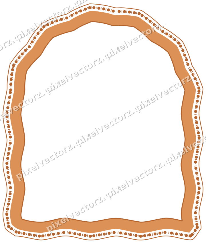 Decorative line art frame in orange and teal with label plaque