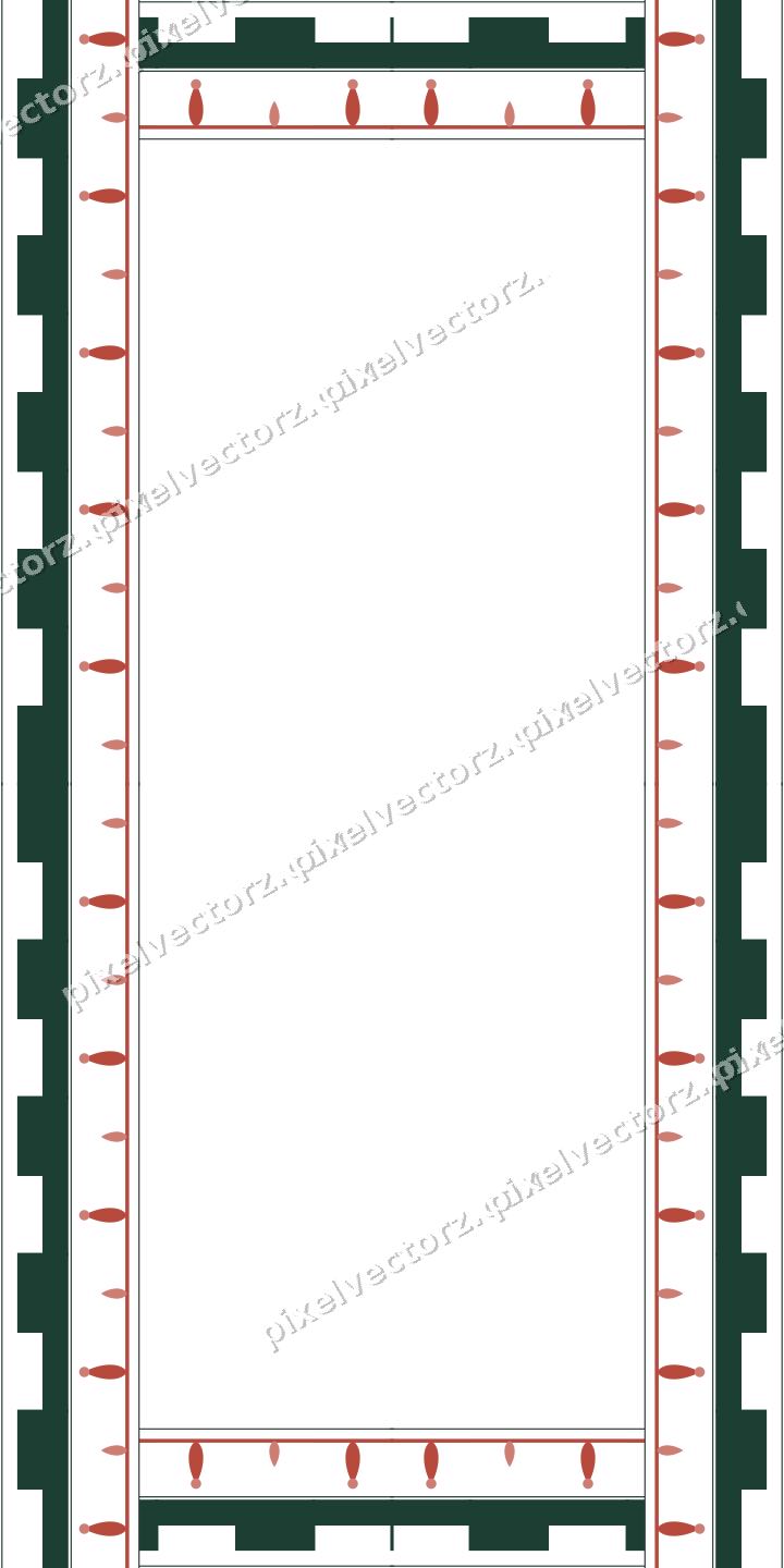 Decorative picture frame border in dark red with step band