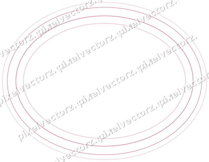 Decorative line art frame in pale pink and pale red with oval