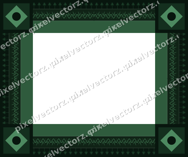 Decorative picture frame border in dark green with grape vine