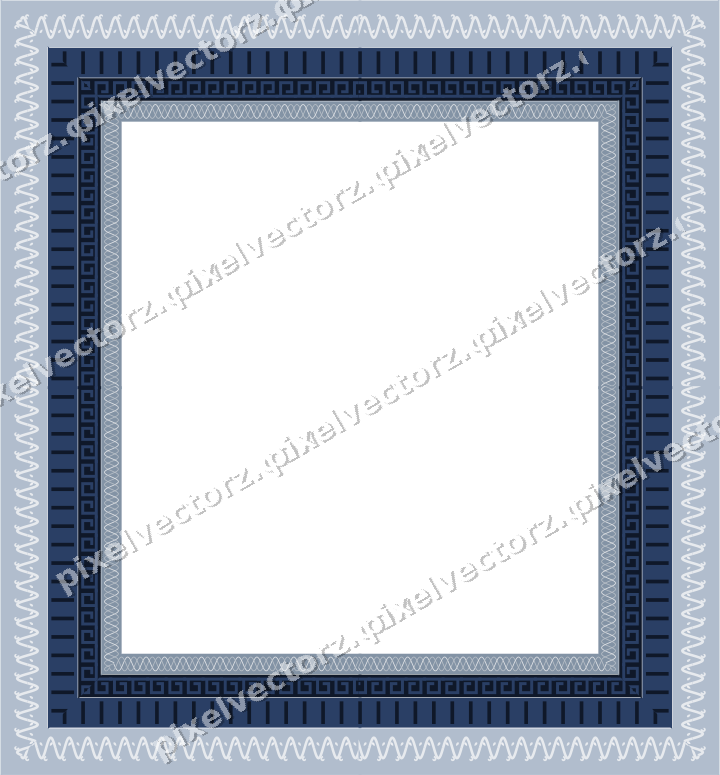 Decorative picture frame border in dark blue and white with greek key