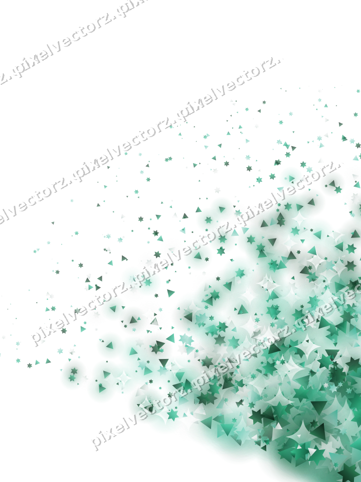 Glitzerfächer aus Sternen und Dreiecken auf transparentem Grund
