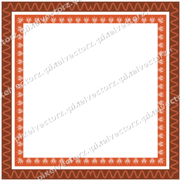Decorative picture frame border in orange and cyan with wave band