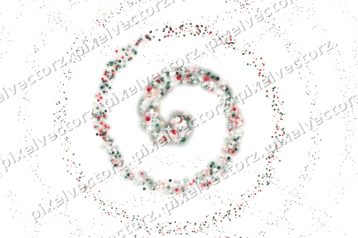 Nahtlose Glitzerspirale aus Funken und Punkten auf transparentem Grund