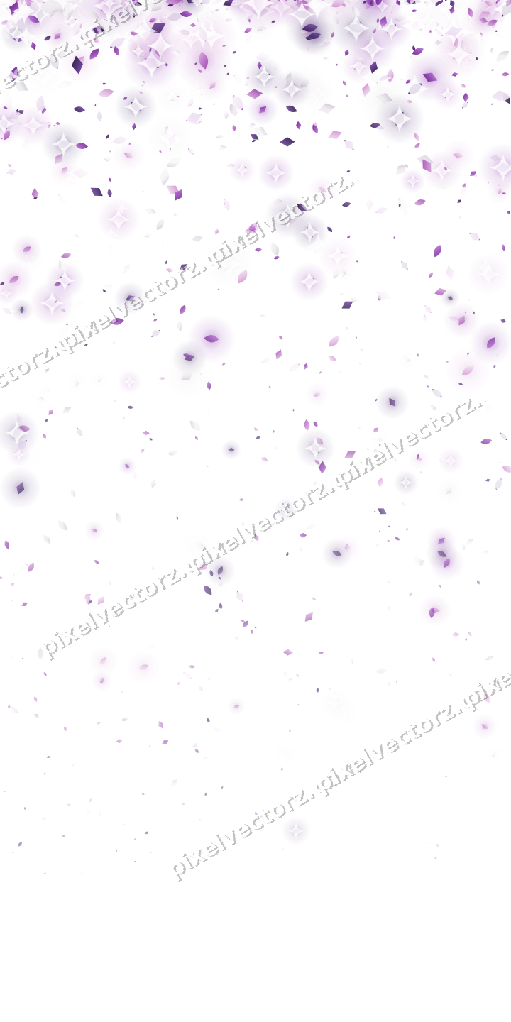 Glitzerregen aus Tropfen und Rauten in Violett auf transparentem Grund
