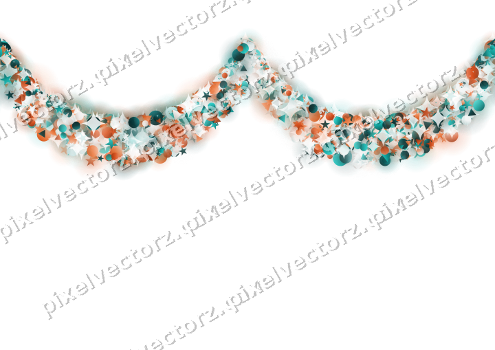 Nahtlose Glitzergirlande in Orange und Petrol auf transparentem Grund