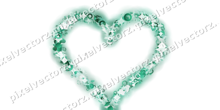 Glitzerherz aus Herzen und Tropfen auf transparentem Grund