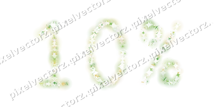 Nahtlose Glitzerzahl 10% in Limette und Gelb auf transparentem Grund