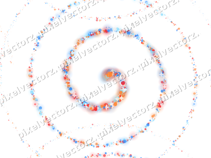 Nahtlose Glitzerspirale in Blau und Rot auf transparentem Grund