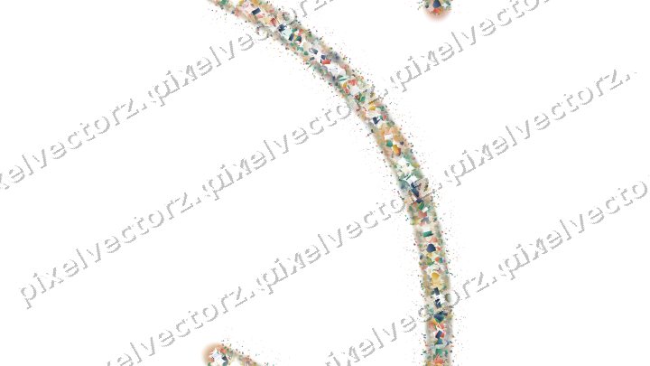 Nahtloser Glitzerbogen aus Herzen und Konfetti auf transparentem Grund