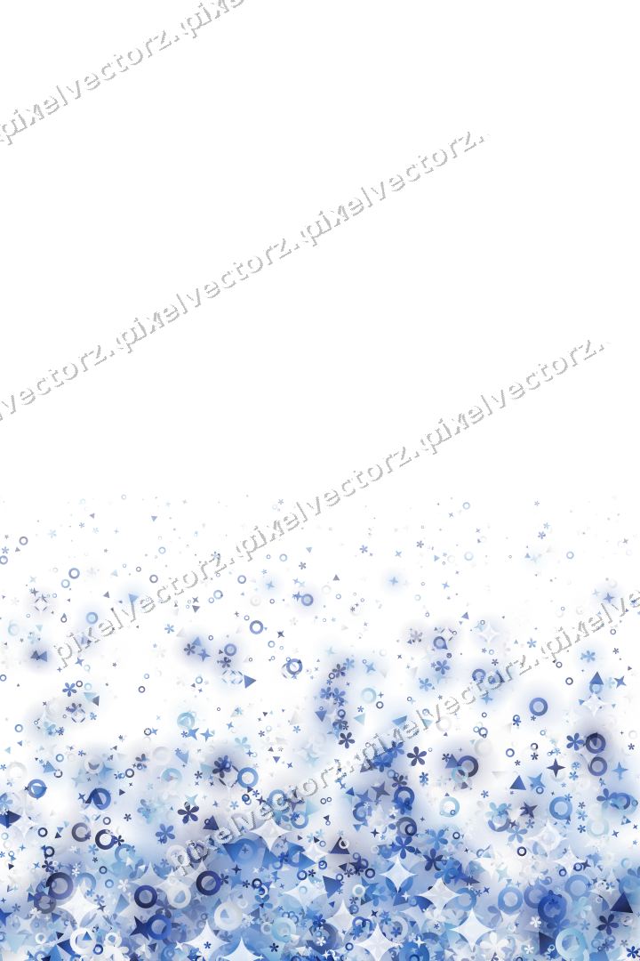 Glitzeraufstieg aus Sternen und Blüten in Blau auf transparentem Grund