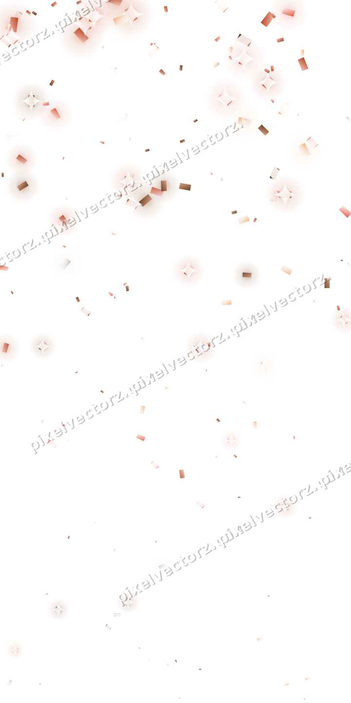 Glitzerregen aus Konfetti in Orange und Rot auf transparentem Grund